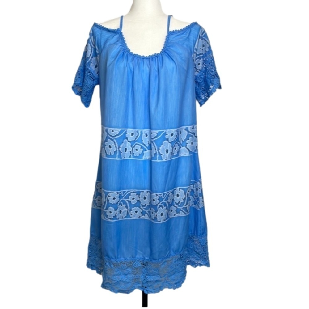 Vintage Dress Blue Floral Size Medium